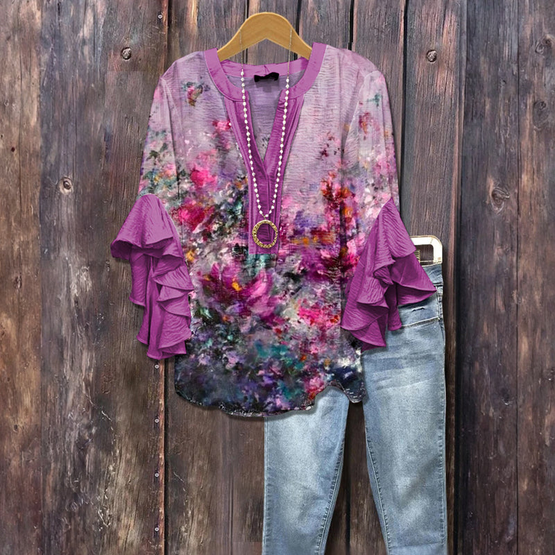 Vintage Afslappet Bluse