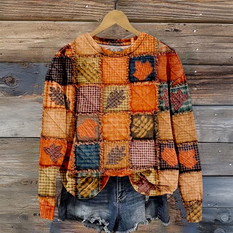 Vintage Sweatshirt Med Bladprint