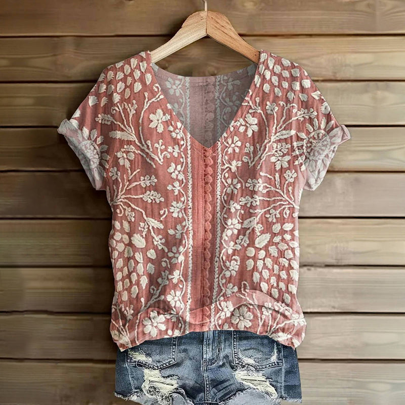 Vintage T-Shirt Med Blomsterprint