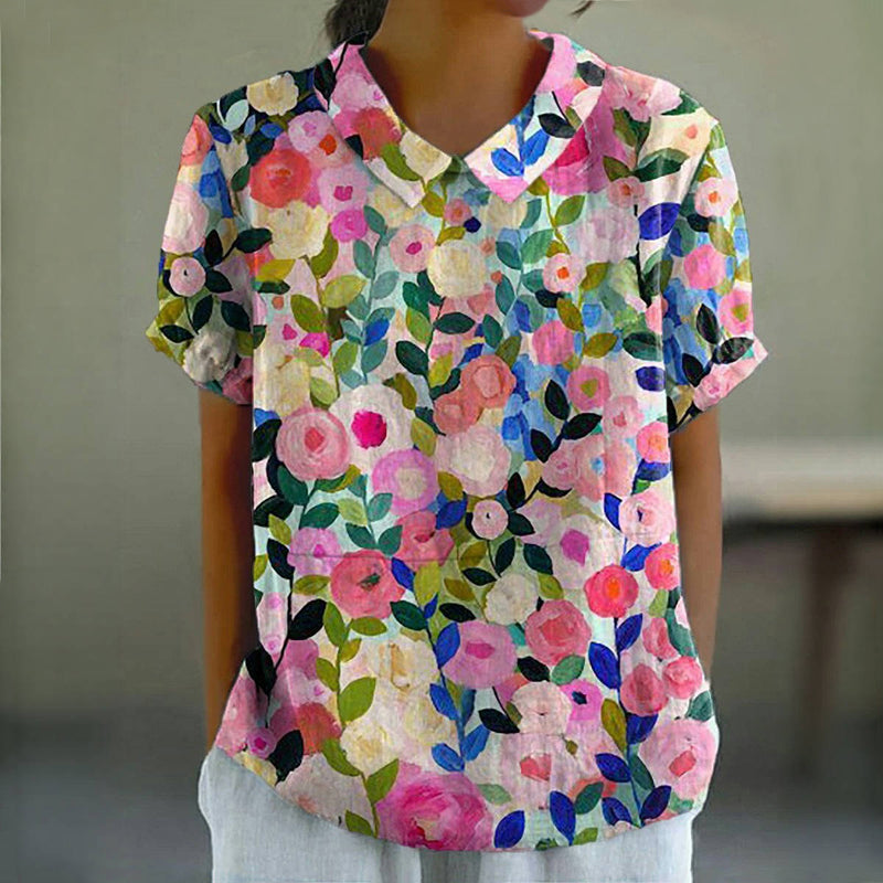 Farverig Bluse Med Blomsterprint