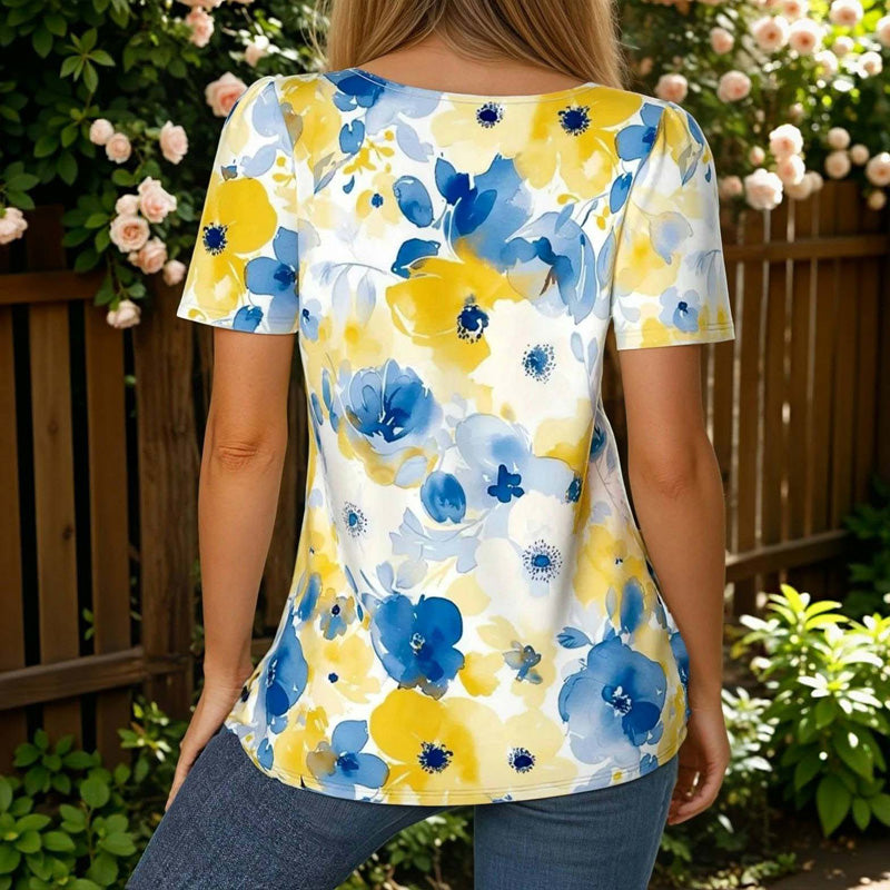 Vintage Bluse Med Blomsterprint