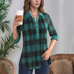【Langærmet】Vintage Ternet Bluse