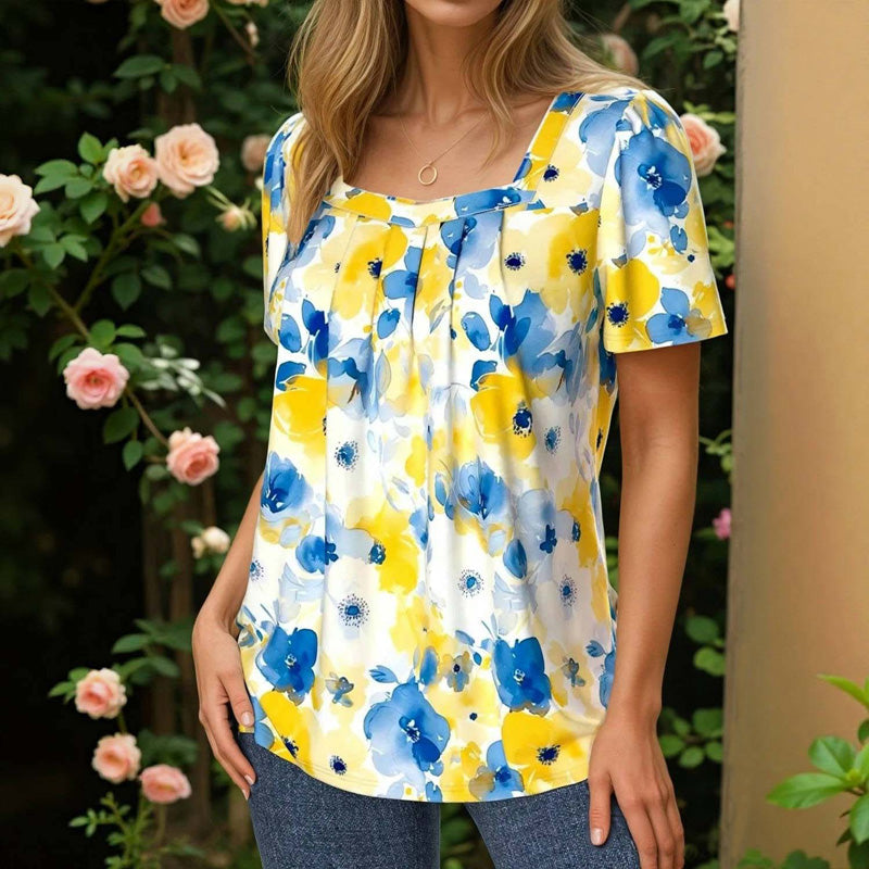 Vintage Bluse Med Blomsterprint