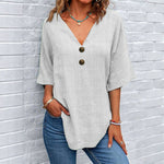 Afslappet Ensfarvet Bluse