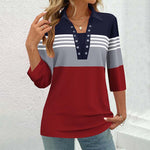 Farve Blok Stribet Bluse