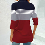 Farve Blok Stribet Bluse