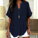 Elegant Ensfarvet Bluse