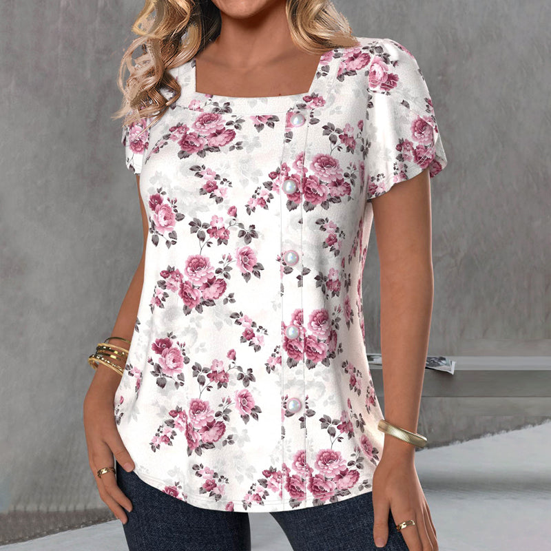 Elegant Bluse Med Blomsterprint