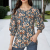 Vintage Bluse Med Blomsterprint