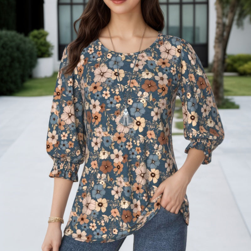 Vintage Bluse Med Blomsterprint