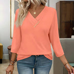 Afslappet Ensfarvet Bluse