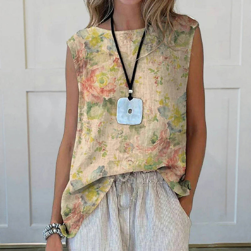 Vintage Tanktop Med Blomsterprint