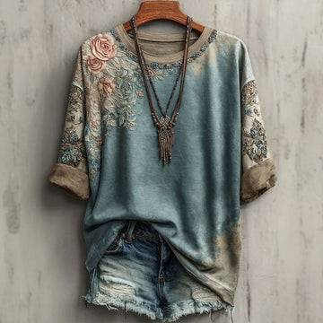 Bedruckte Bluse Im Vintage-Ethno-Stil