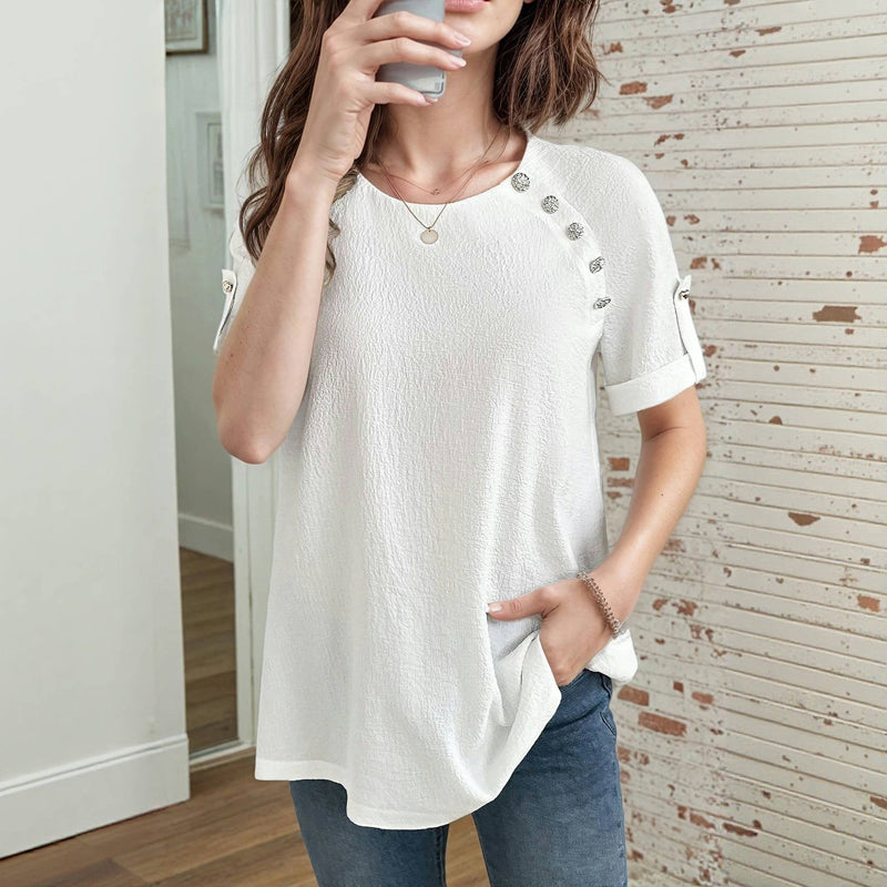 Afslappet Ensfarvet Bluse