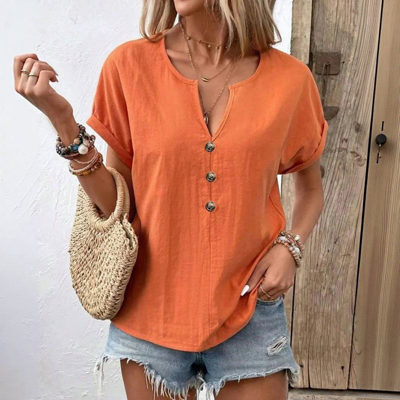 Afslappet Ensfarvet Bluse