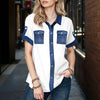 Afslappet Patchwork Bluse