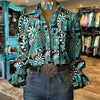 Vintage Bluse Med Abstrakt Tryk