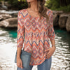 Vintage Bluse Med Abstrakt Trykt