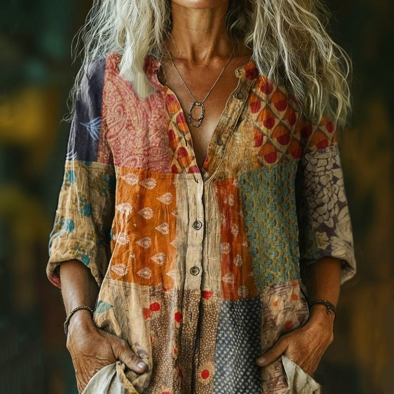 【Langærmet】Vintage Afslappet Bluse