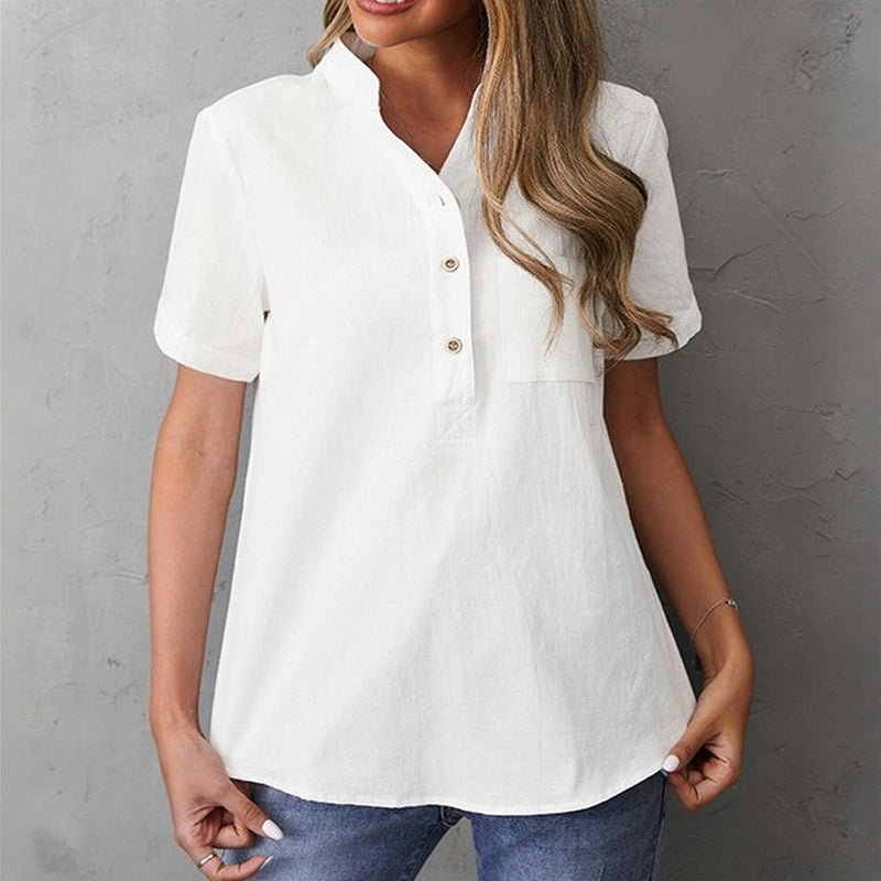 Afslappet Ensfarvet Bluse