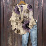 Vintage Bluse Med Blomsterprint