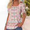 Vintage Bluse Med Etnisk Print