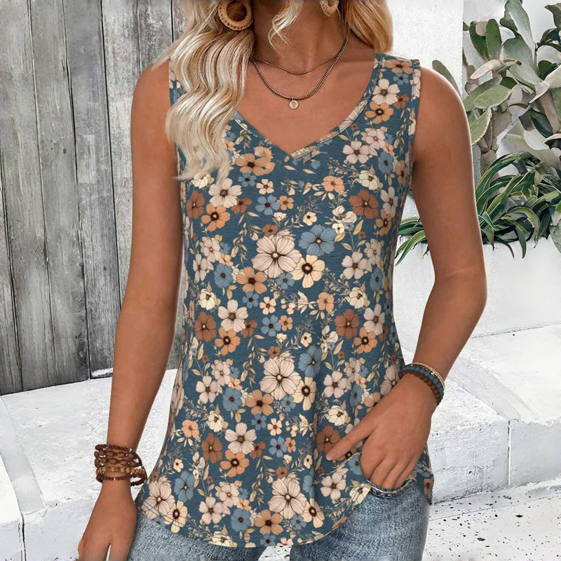 Vintage Tanktop Med Blomsterprint