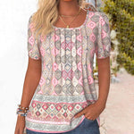 Vintage Bluse Med Etnisk Print