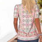 Vintage Bluse Med Etnisk Print