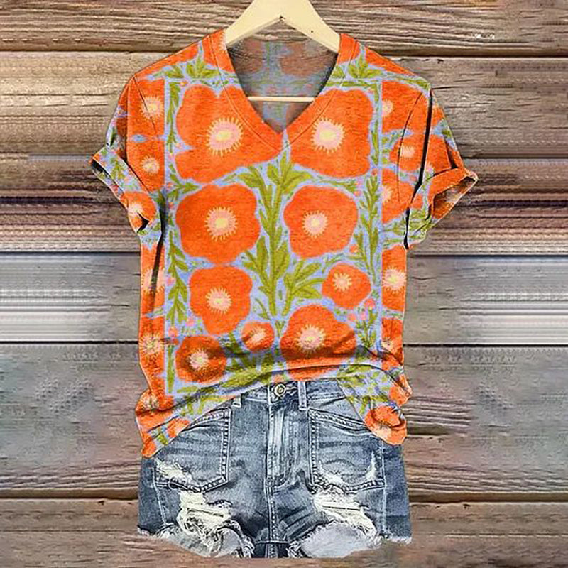 Afslappet Blomsterprint T-Shirt