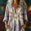 【Langærmet】Vintage Farverig Bluse