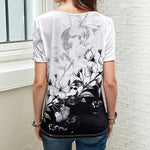 Farveblok Blomstret T-Shirt