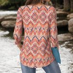 Vintage Bluse Med Abstrakt Trykt
