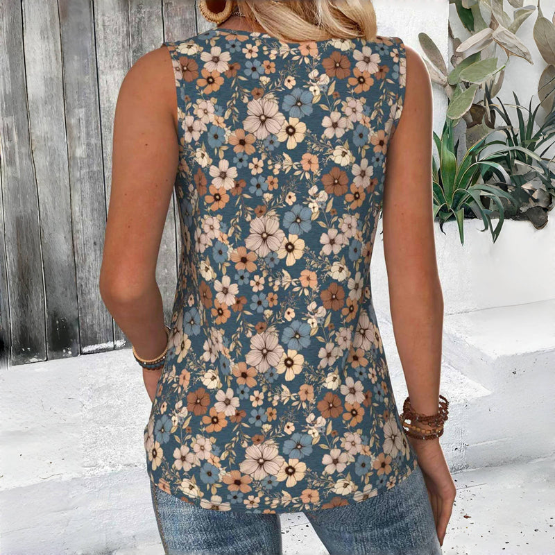 Vintage Tanktop Med Blomsterprint