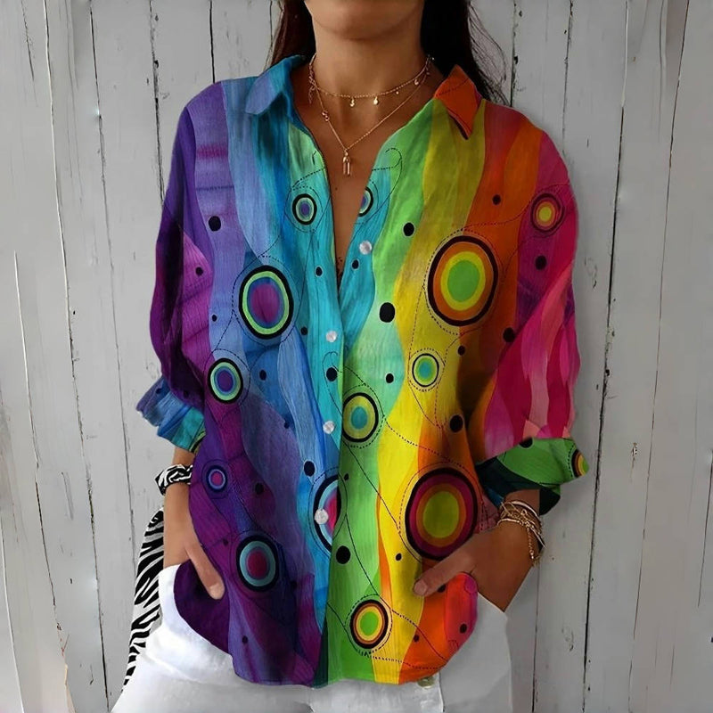 Vintage Farverig Bluse