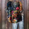 Vintage Bluse Med Abstrakt Tryk