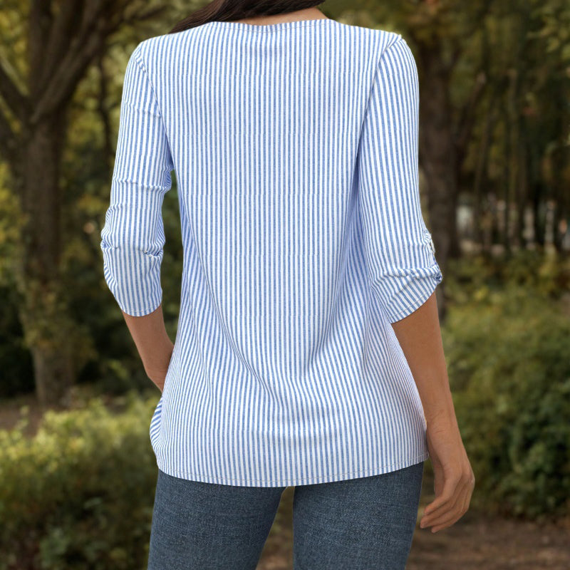 Afslappet Stribet Bluse