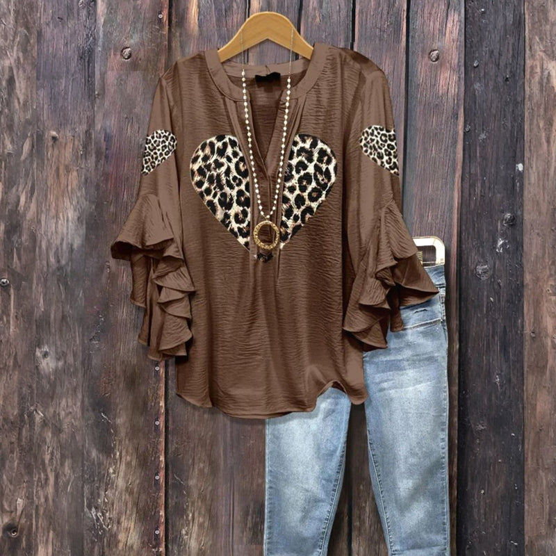 Vintage Bluse Med Hjerteprint
