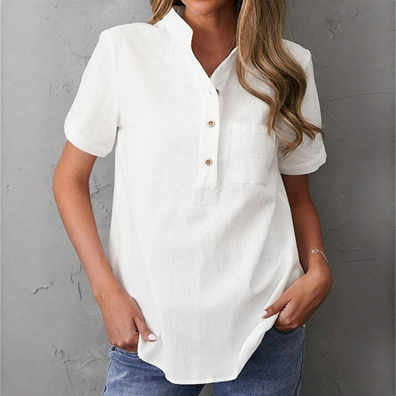 Afslappet Ensfarvet Bluse