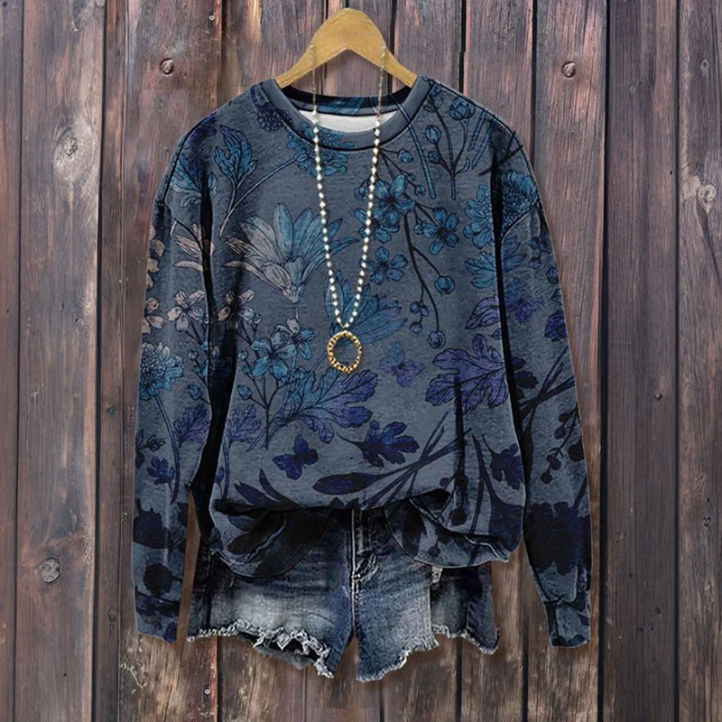 Vintage Sweatshirt Med Blomsterprint