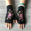 Varme Handsker Med Blomsterbroderi