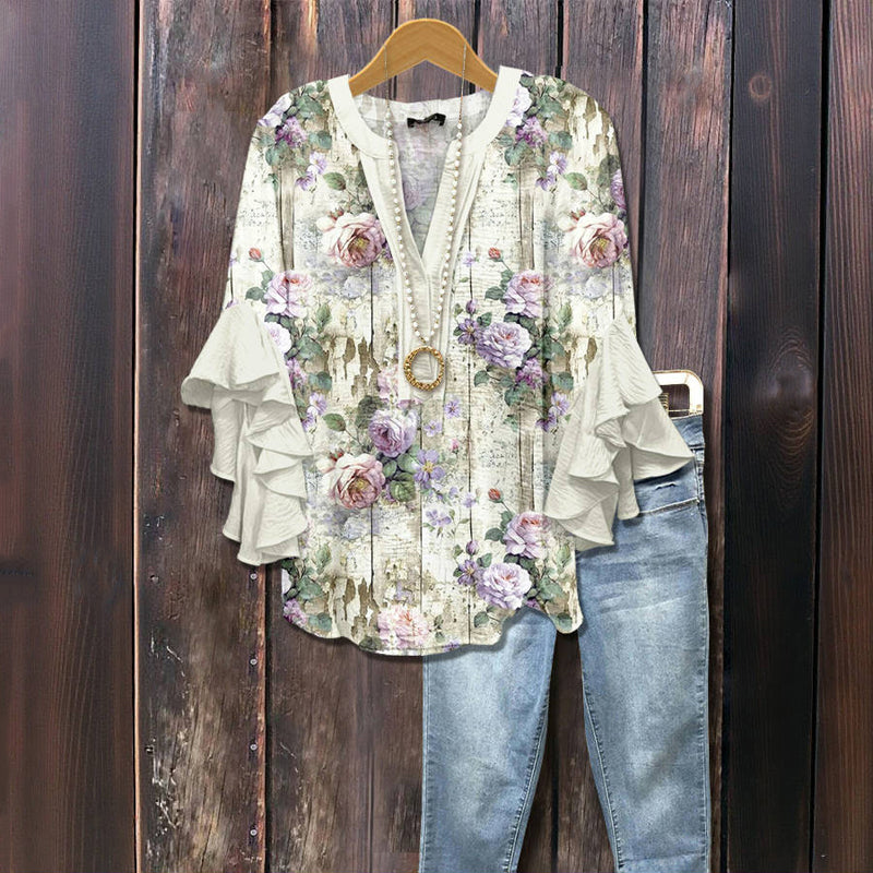 Afslappet Blomsterprintbluse