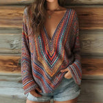 Vintage Farverig Bluse