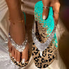 Strandflip Flops Med Leopardprint I Rhinsten