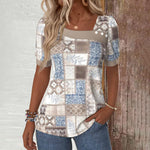 Vintage Bluse Med Etnisk Print