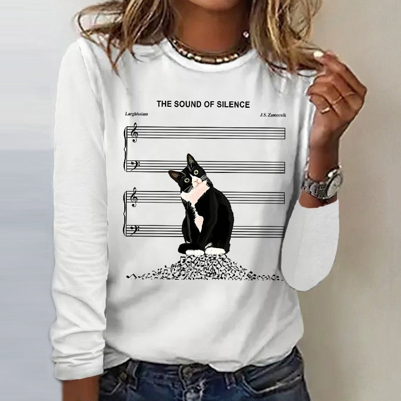 Afslappet T-Shirt Med Katteprint