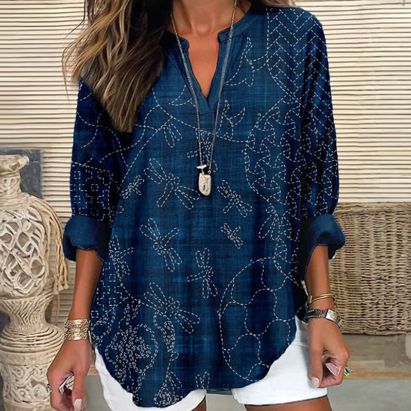 【Langærmet】Vintage Afslappet Bluse