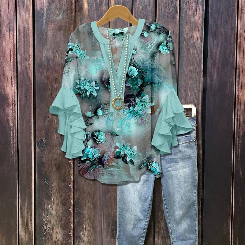 Vintage Blomsterprint Bluse