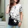 Farveblok Blomstret T-Shirt