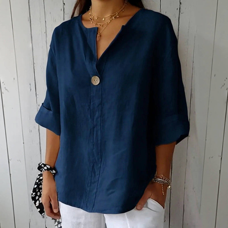 Afslappet Ensfarvet Bluse